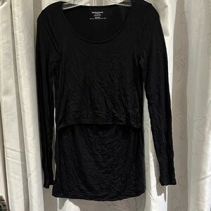 Women's Black Long Sleeve Nursing Top